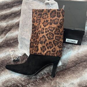 Leopard Print and Black Women's Shark Boots
